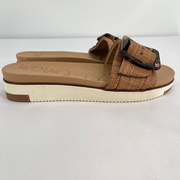 Sam Edelman Ariane Slide Sandal - Cuoio Weave Size 11 Exaggerated Buckle - Picture 5 of 13